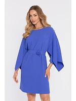 M908 Šaty s ozdobnými širokými rukávy - modré