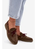 Dámské polobotky mokasíny se šněrováním Calivra – tmavě zelené