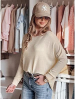 Dámský oversize hladký svetr SENZIA peach FashionStreet MY2446
