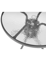 SADA ZAHRADNÍHO NÁBYTKU KULATÝ STŮL 4 ŽIDLE A SLUNEČNÍK TMAVĚ ŠEDÁ