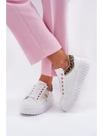 Dámské Sportovní Boty Na Platformě Z Eko Kůže Panther Bílé Velionna