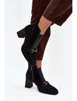 Dámské semišové botky na podpatku Artiker – černé Dámské semišové botky na podpatku Artiker – černé