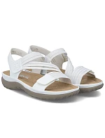 Pohodlné dámské sandály na suchý zip s gumičkami bílé Rieker 64870-81 Pohodlné dámské sandály na suchý zip s gumičkami bílé Rieker 64870-81