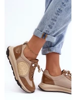 Kůže Sportovní Boty Na Platformě Maciejka 06191-04 Bežová