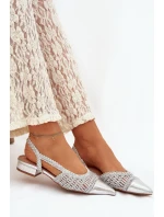 Dámské sandály s pletením na klíně stříbrné Nivorra