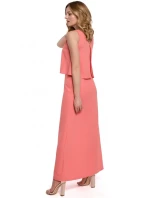 K048 Maxi šaty s volánkem - černé K048 Maxi šaty s volánkem - černé