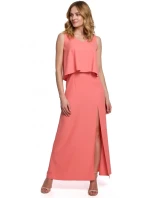 K048 Maxi šaty s volánkem - černé K048 Maxi šaty s volánkem - černé