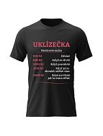 Dámské bavlněné tričko s potiskem - HODINOVÁ SAZBA UKLÍZEČKA - černé