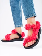 Designové dámské růžové  sandály bez podpatku