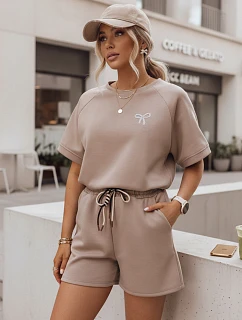 Dámská letní souprava s motýlem z měkké viskózy v barvě moka FashionStreet AY1190