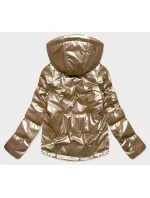 Lesklá dámská oversize bunda v barvě kapučíno (2021-06) Lesklá dámská oversize bunda v barvě kapučíno (2021-06)