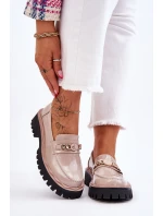 Lakované mokasíny na platformě Béžové Ronin