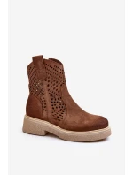 Zazoo 3470 Semišové Dámské Botky na Ploché Podrážce Průsvitné Hnědé