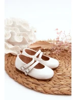 Lakýrované Dětské Baletky S Proužky Bílé Margenis