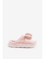 Fuzzy Pantofle S Mašlí Růžové Grilis