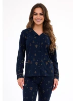 Pyžamo Cornette 482/447 Gold long/r Christmas S-2XL dámské rozepínací