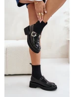 Lakované Boty Se Ponožkou A Přezkou Černé MR880-076