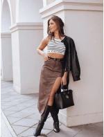 TOPAZ hnědá midi sukně FashionStreet CY0413