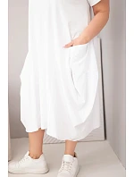 Dámské šaty Plus Size bavlněné s kapsami bílá