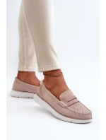 Sametové mokasíny na platformě Sergio Leone SP012 Beige