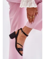 Dámské Sandály Na Podpatku Se Zirkony 20268 Černé Vinceza