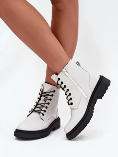Zateplené dámské kotníkové boty z přírodní kůže Sergio Leone BT25248-S bílé