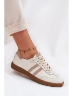 Zazoo N1068 Kožené Nízké Dámské Tenisky Béžové