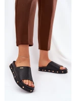 Dámské pantofle na platformě s cvočky Big Star – černé