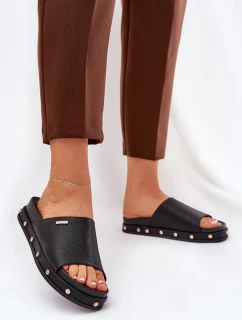 Dámské pantofle na platformě s cvočky Big Star – černé