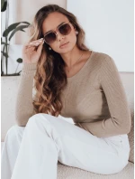 Dámský žebrovaný svetr NOLVIE beige FashionStreet MY2496
