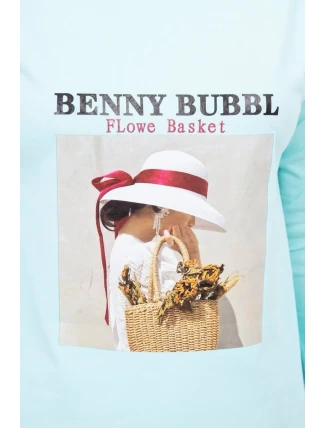 Šaty s potiskem košíku v mátové barvě Šaty s potiskem košíku v mátové barvě