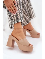 Dámské Sandały Z Eko Kůže Na Podpatku A Platformě Khaki Tamirella