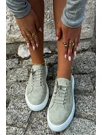 Polobotky Sneakersy na platformě z přírodního semiše béžové Blushy Polobotky Sneakersy na platformě z přírodního semiše béžové Blushy
