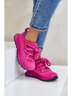 Semišové Dámské Tenisky S Tlustým Šněrováním Artiker Fuchsie