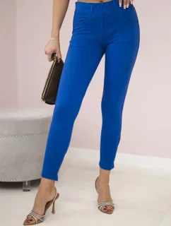 Bavlněné kalhoty s mašlí chrpově modrá