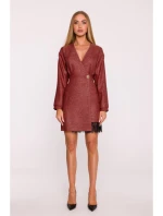 M871 Zavinovací šaty z tvídu - bordó M871 Zavinovací šaty z tvídu - bordó