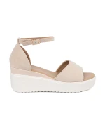 Pohodlné dámské sandály Jasnobeżowy na klínku Pohodlné dámské sandály Jasnobeżowy na klínku