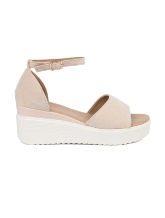 Pohodlné dámské sandály Jasnobeżowy na klínku Pohodlné dámské sandály Jasnobeżowy na klínku
