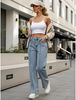 Dámské široké džíny s vysokým pasem modré FashionStreet UY2973