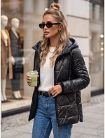 Dámská prošívaná přechodová bunda s kapucí, černá, FashionStreet TY5801