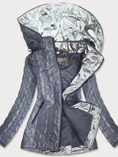 Šedá dámská bunda s ozdobnými vsadkami (MM50)