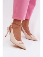 Dámské Sandály na Podpatku S Dekorativním Detalem Světle Béžové Lurella