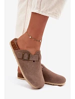 Dámské pantofle Chodaki Z Přírodního Semiše Vinceza 101332 Tmavě Béžové