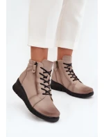 Dámské koturnové botky Vinceza – zateplené, béžové