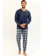 Pánské pyžamo Darren 3294 Tmavě modrá / světle modrá vzor - Taro Pánské pyžamo Darren 3294 Tmavě modrá / světle modrá vzor - Taro