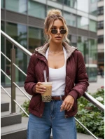 Dámská přechodná prošívaná bunda s kapucí FashionStreet bordó TY5615