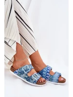 Dámské Pantofle S Přezkami A Leskem S.Barski RB51-006 Modré Dámské Pantofle S Přezkami A Leskem S.Barski RB51-006 Modré