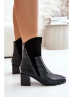Zateplené Dámské Kotníkové Boty Na Podpatku Černé Relabina
