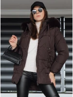 Dámská zimní prošívaná bunda s kapucí hnědá FashionStreet TY5326 Dámská zimní prošívaná bunda s kapucí hnědá FashionStreet TY5326