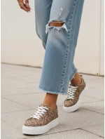 Dámské šněrovací tenisky na silné podrážce hnědé FashionStreet ZY1380